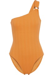 Onia Woman Jenna One-shoulder Ring-embellished Textured Swimsuit Saffron