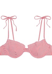 Onia Woman Louise Ruffle-trimmed Striped Underwired Bikini Top Red