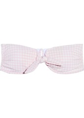 Onia Woman Madeline Strapless Knotted Gingham Seersucker Bikini Top Pastel Pink