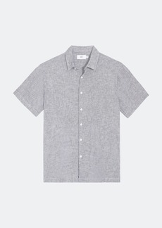 Onia Stretch Linen Stripe Short Sleeve Shirt - S