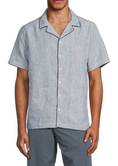 Onia Striped Linen Blend Camp Shirt