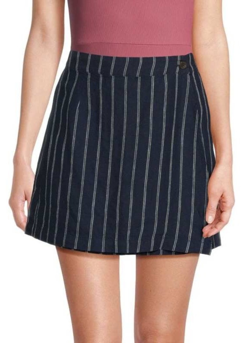 Onia Striped Linen Wrap Skirt