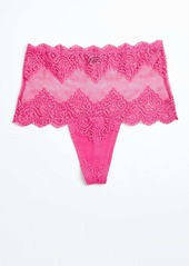 Only Hearts So Fine Lace High Cut Thong In Pink Orchid