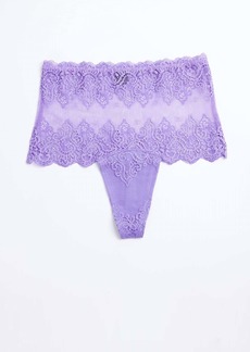 Only Hearts So Fine Lace High Cut Thong In Violet