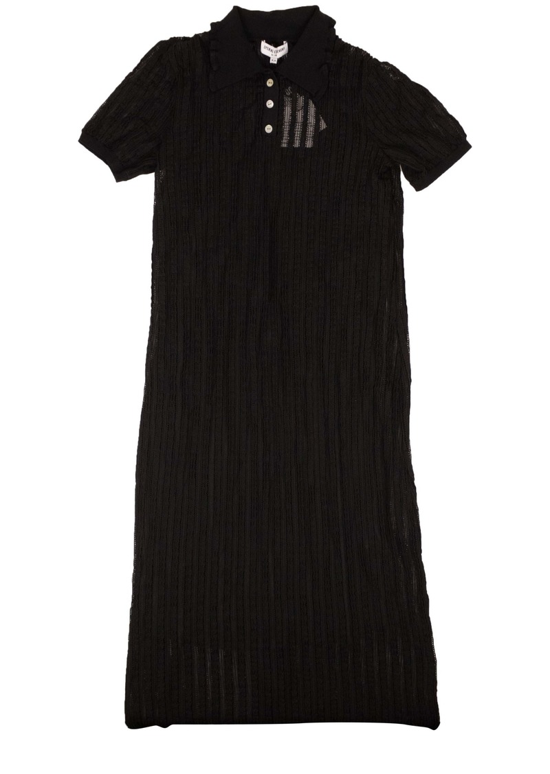 Opening Ceremony Black Polyester Ruffle Pointelle Polo Dress