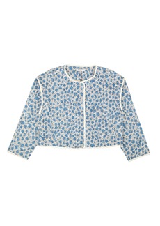 Opening Ceremony Blue Leopard Printed Quilted Jacket