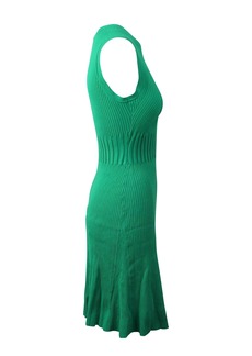 Opening Ceremony Green Rib Knit Fit And Flare Dress
