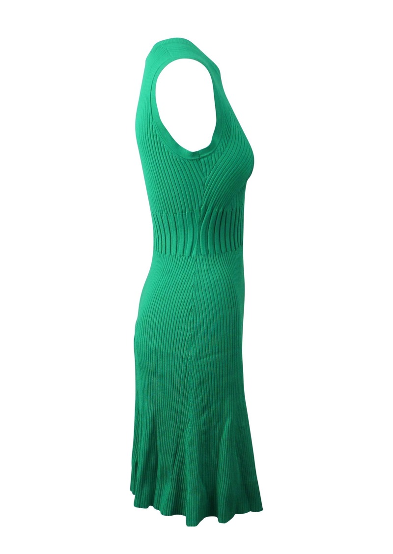 Opening Ceremony Green Rib Knit Fit And Flare Dress