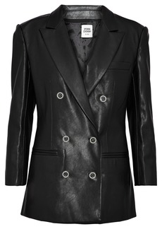 Opening Ceremony - Double-breasted faux pearl-embellished faux leather blazer - Black - US 4
