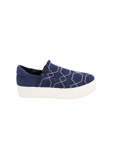 Opening Ceremony Cici Smocked Slip-on Platform Sneakers in Navy Blue Canvas