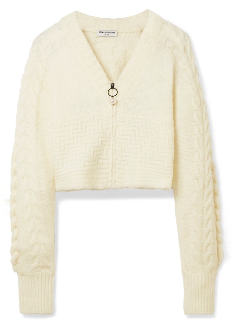 Opening Ceremony Cropped Cable-knit Wool-blend Cardigan
