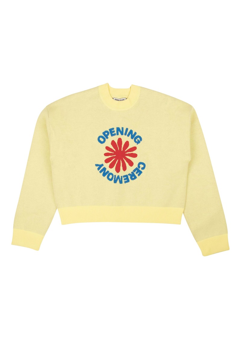 Opening Ceremony Pale Yellow Cropped OC Flower Sweater
