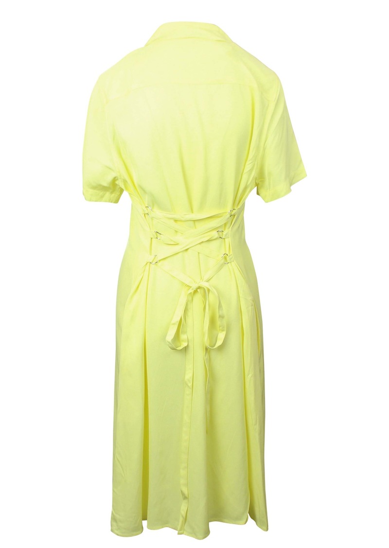 Opening Ceremony Yellow Cotton Lace Up Back Shirt Dress