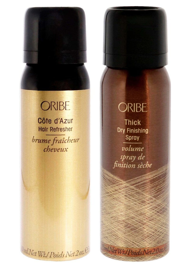 Cote dAzur Hair Refresher and Thick Dry Finishing Purse Spray Kit by Oribe for Unisex - 2 Pc Kit 2oz Refresher, 2oz Hair Spray