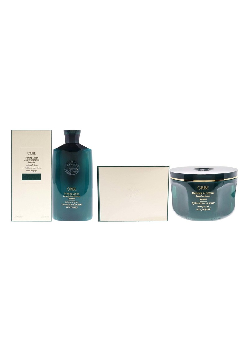 Moisture and Control Deep Treatment Masque and Priming Lotion Leave-In Conditioning Detangler Kit by Oribe for Unisex - 2 Pc Kit 8.5oz Masque, 8.5oz Detangler