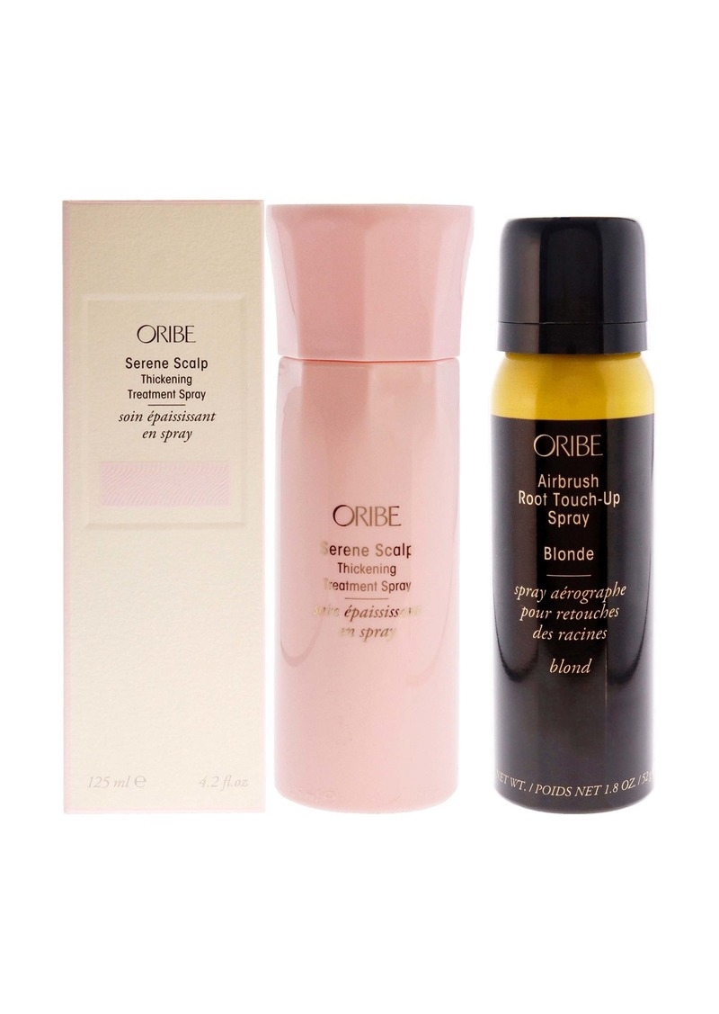 Serene Scalp Thickening Treatment Spray and Airbrush Root Touch-Up Spray - Blonde Kit by Oribe for Unisex - 2 Pc Kit 4.2oz Treatment, 1.8oz Hair Color