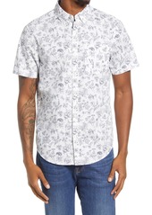 Original Penguin Floral Short Sleeve Cotton Button-Down Shirt in Bright White at Nordstrom