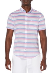 Men's Original Penguin Horizontal Stripe Short Sleeve Button-Down Shirt