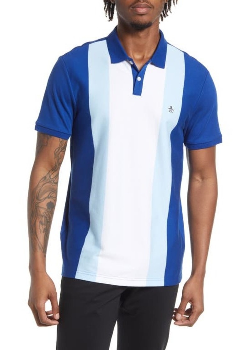 Original Penguin Bowling Stripe Polo in Cerulean at Nordstrom