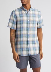 Original Penguin Delave Plaid Short Sleeve Linen Button-Down Shirt