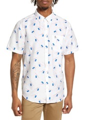 Original Penguin Geo Short Sleeve Button-Up Shirt in Bright White at Nordstrom