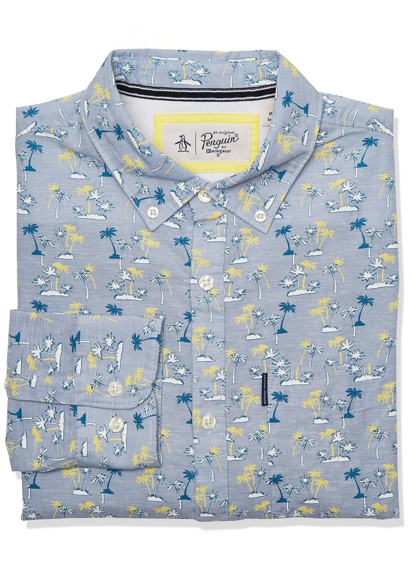 Original Penguin Men's Long Sleeve Printed Button Down Shirt