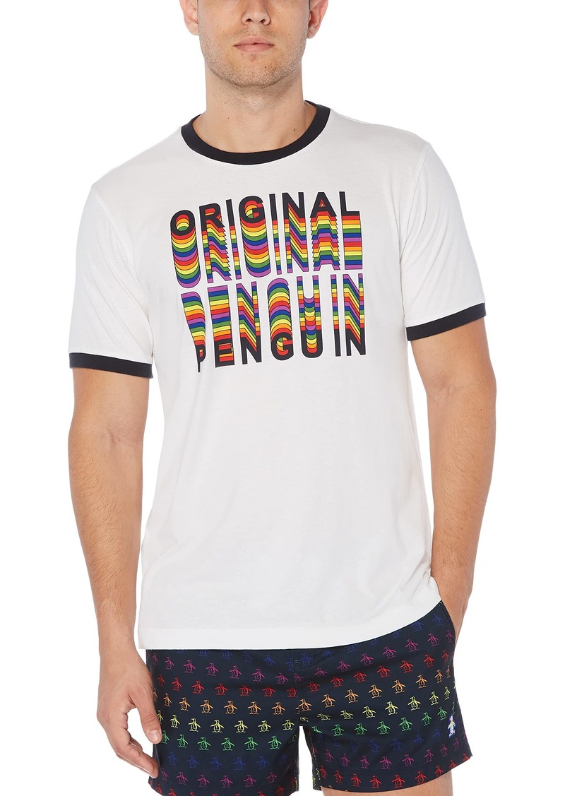 Original Penguin Men's Pride Rainbow Logo Short Sleeve Tee Shirt