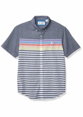 Original Penguin Men's Short Sleeve Stripe Button Down Shirt  XX Large