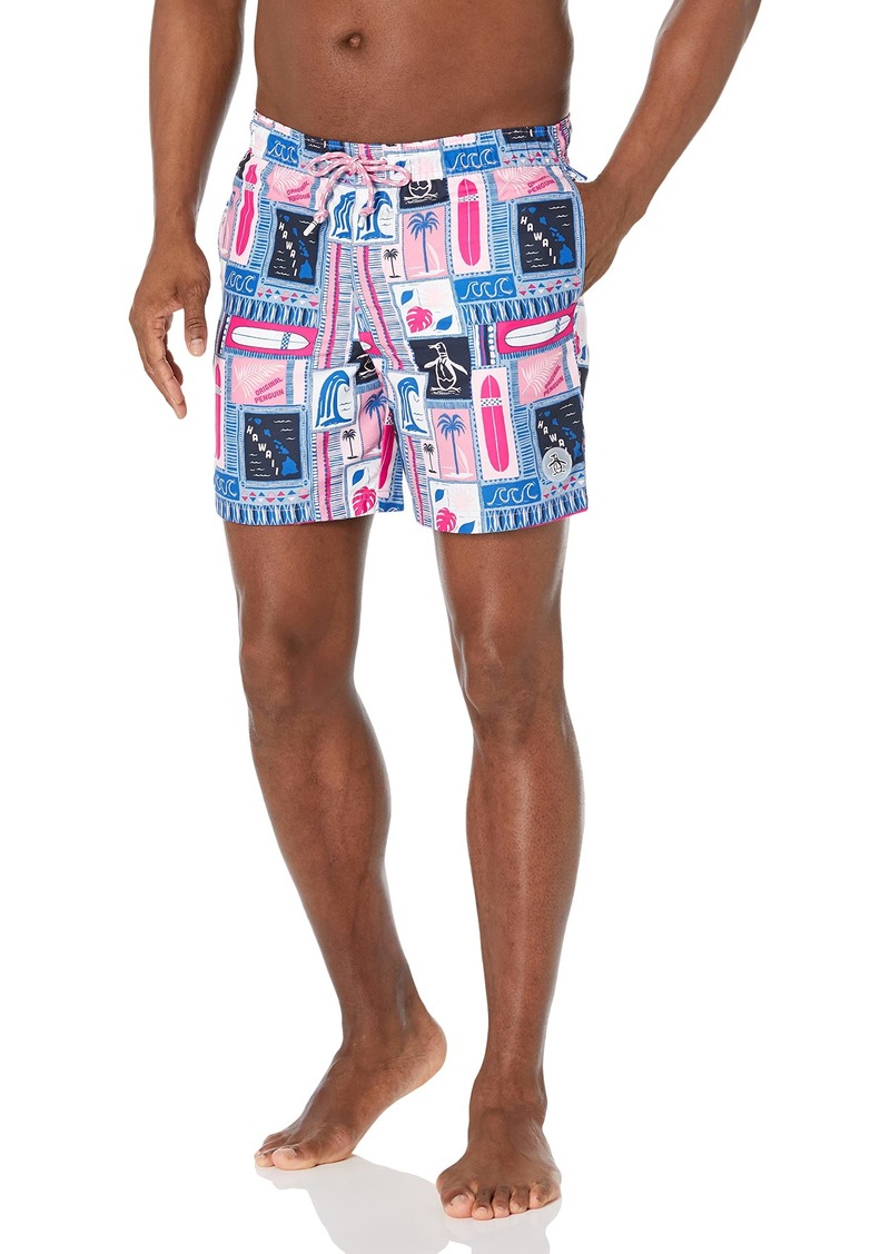 Original Penguin Men's SWM Volley Surf Print Swim