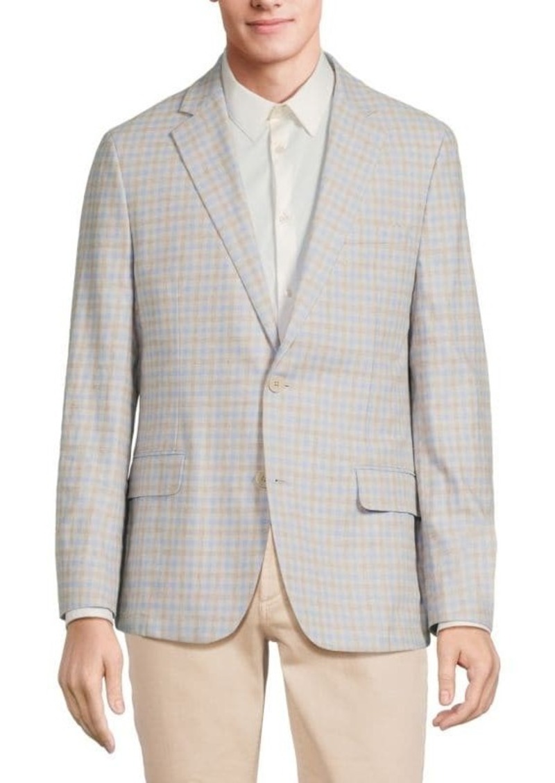 Original Penguin Plaid Linen Blend Blazer