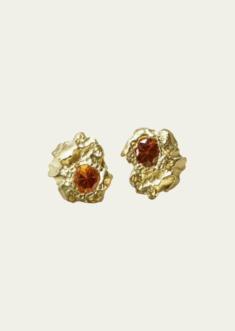 Orit Elhanati Elhanati Single Rock Earrings in 18K Solid Yellow Gold with 3.75mm Orange Sapphires