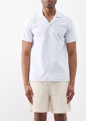Orlebar Brown - Travis Striped Cotton Shirt - Mens - Light Blue