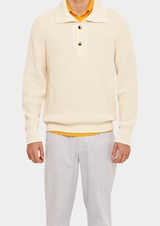 Orlebar Brown Men's Waffle-Knit Wool Sweater with Sailor Collar