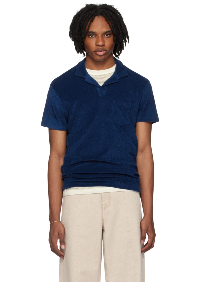 Orlebar Brown Navy Open Placket Polo