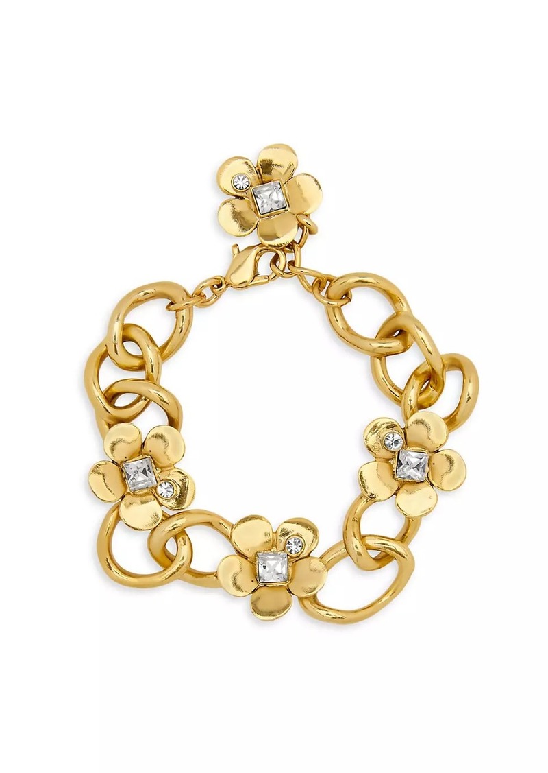 Oscar de la Renta 14K-Gold-Plated & Crystal Flower Bracelet