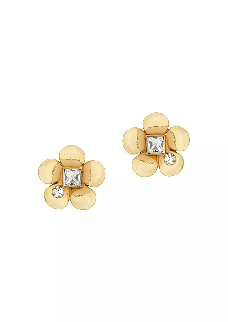 Oscar de la Renta 24K-Gold-Plated & Crystal Flower Stud Earrings