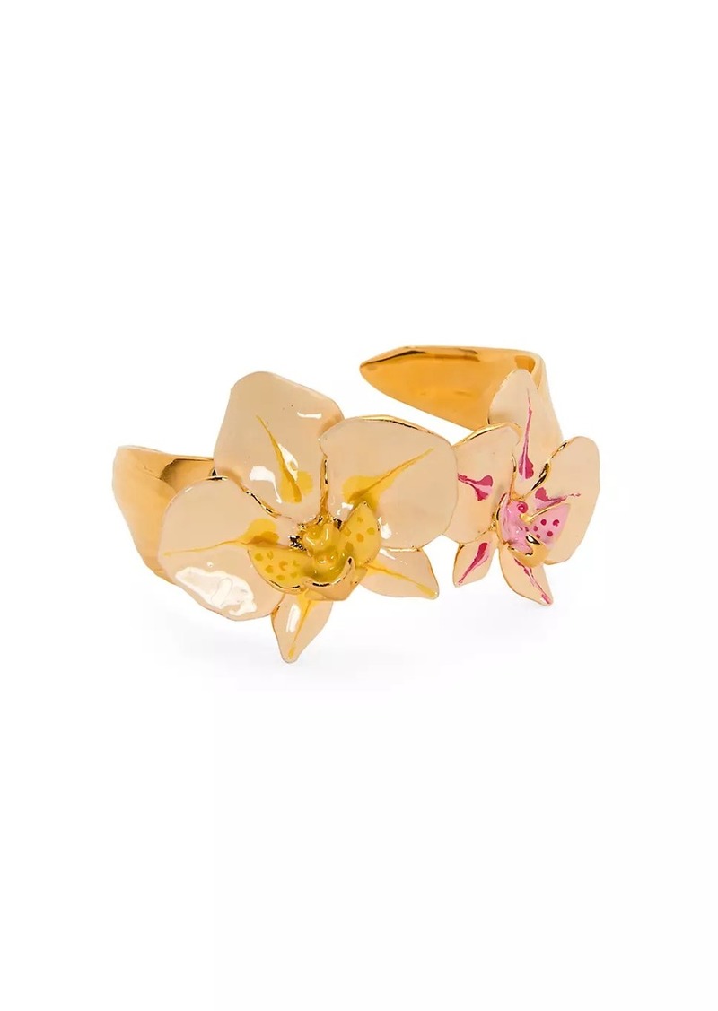 Oscar de la Renta 24K-Gold-Plated & Enamel Orchid Bracelet