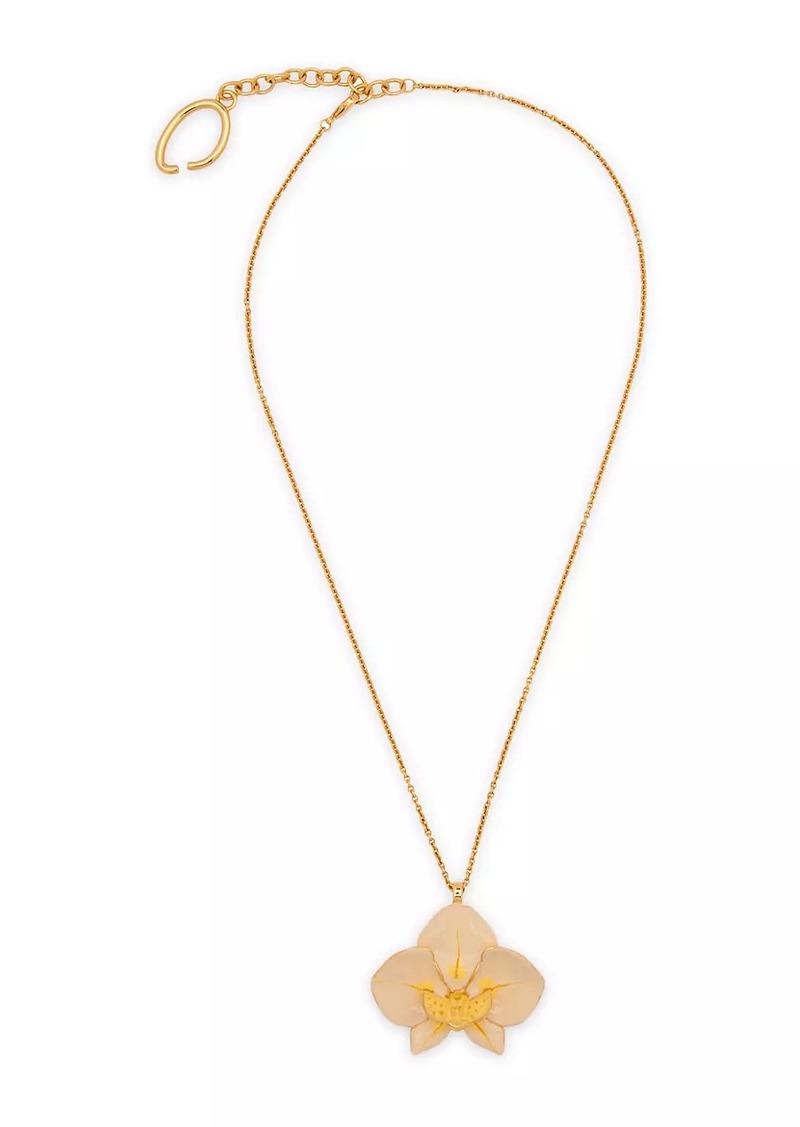 Oscar de la Renta 24K-Gold-Plated & Enamel Orchid Pendant Necklace