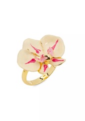 Oscar de la Renta 24K-Gold-Plated & Enamel Orchid Ring