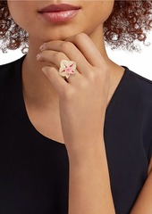 Oscar de la Renta 24K-Gold-Plated & Enamel Orchid Ring