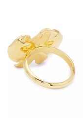 Oscar de la Renta 24K-Gold-Plated & Enamel Orchid Ring