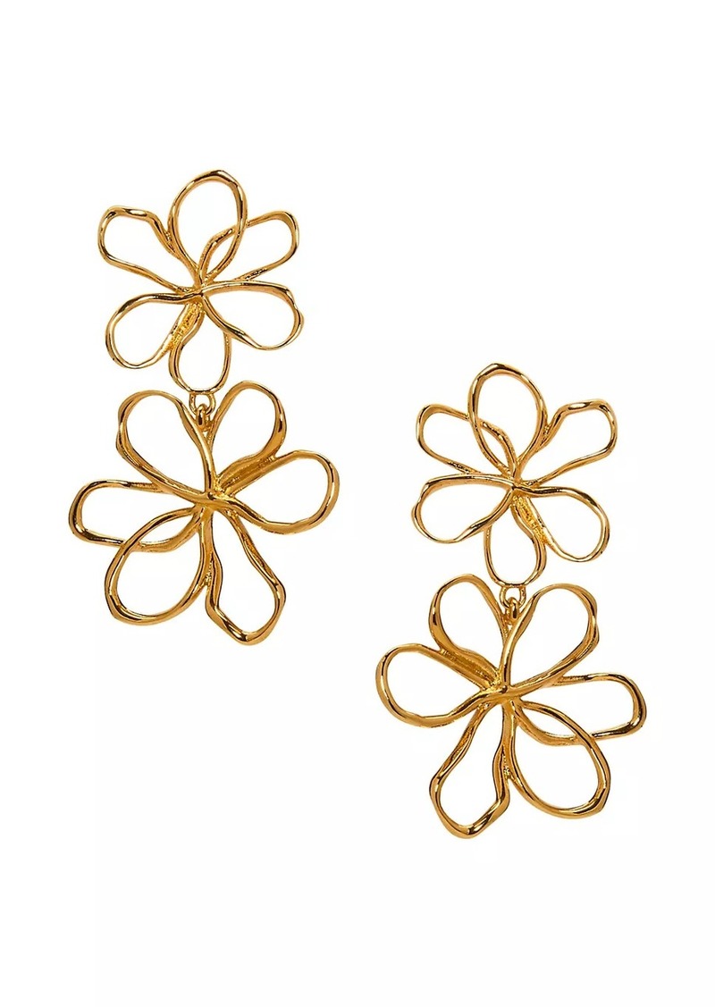 Oscar de la Renta 24K-Gold-Plated Flowers Drop Earrings