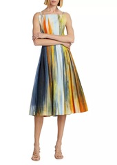 Oscar de la Renta Abstract Fit & Flare Midi-Dress