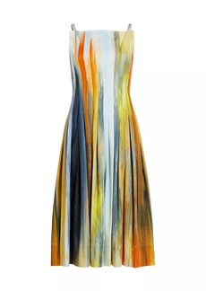 Oscar de la Renta Abstract Fit & Flare Midi-Dress
