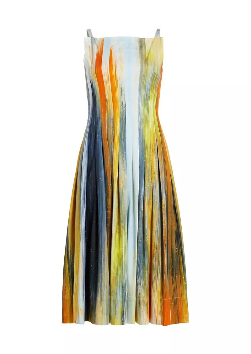 Oscar de la Renta Abstract Fit & Flare Midi-Dress