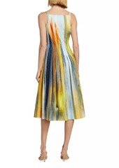 Oscar de la Renta Abstract Fit & Flare Midi-Dress