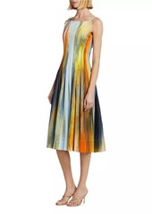 Oscar de la Renta Abstract Fit & Flare Midi-Dress