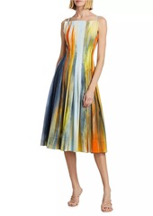 Oscar de la Renta Abstract Fit & Flare Midi-Dress