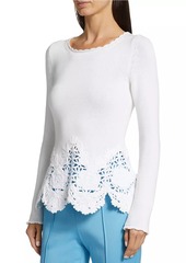 Oscar de la Renta Birdsnest Scalloped Sweater