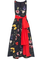 Oscar de la Renta bow-detail floral-print midi dress